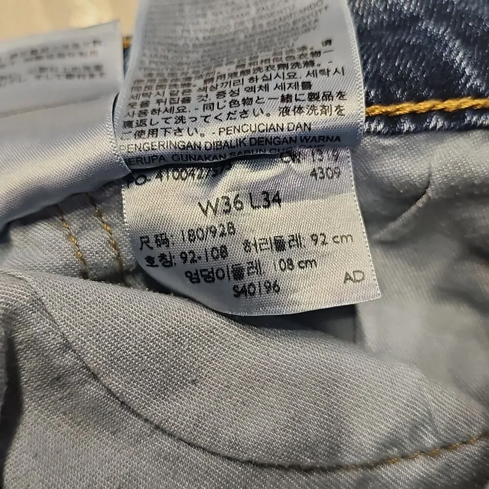 Levi's 514 Jeans Men's 36x34 Straight Slim Fit Stretch Blue Med Wash Denim